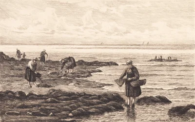 Pescadores de camarones en Bretaña