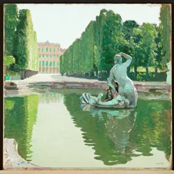 La hermosa fuente del parque de Schönbrunn -1910 ... (pintura sobre lienzo)