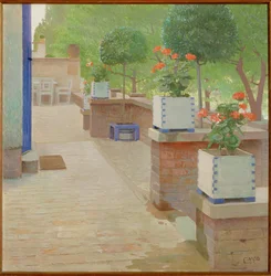 Gartenterrasse - Terraza jardín ... (pintura sobre lienzo)