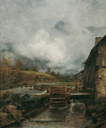 Molino de agua en Goisern (después de Emil Jakob Schindler)