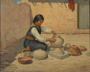 Mujer Hopi haciendo cerámica