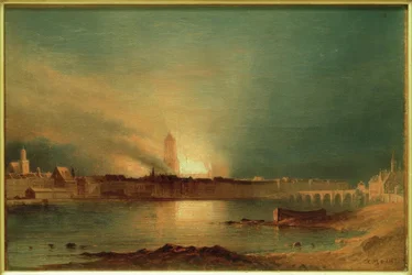 Frankfurt a. M., Catedral después del incendio de 1867 / Pintura de Carl Morgenstern