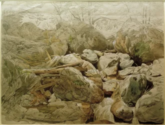 Cascada entre bloques de roca