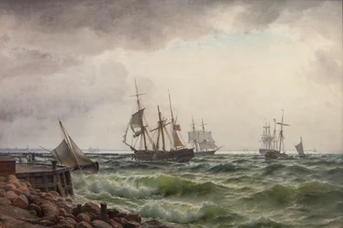 Barcos bajo tierra después de una tormenta
