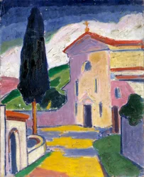 Iglesia con cedro a la izquierda, antes de 1932