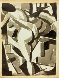 Mujer desnuda agachada
