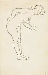 Mujer desnuda inclinada