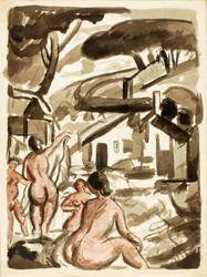 Grupo de cuatro desnudos femeninos