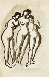 Grupo de tres desnudos femeninos