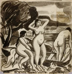 Grupo de tres desnudos femeninos