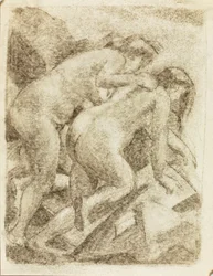 Dos figuras femeninas desnudas