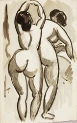 Dos desnudos femeninos de pie
