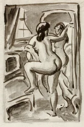 Dos desnudos femeninos de pie