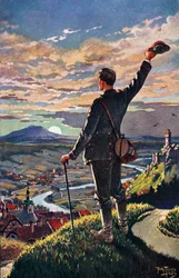 EL REGRESO DEL SOLDADO A CASA - ilustración de Carl Robert Arthur Thiele (1860-1936)