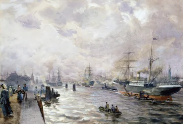 Barcos de vela en el puerto de Hamburgo, 1889