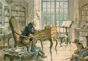 Federico el Grande (1712-1786) en su estudio
