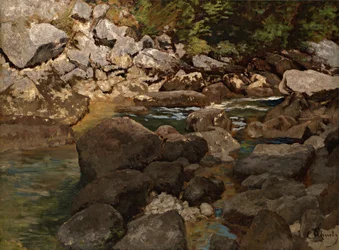 Arroyo de montaña con cantos rodados