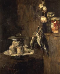 Bodegón con perdices y queso, después de 1884