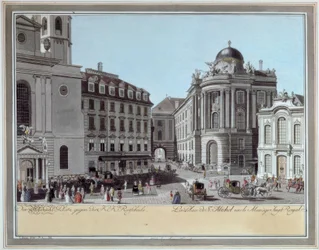 La plaza de San Miguel hacia la escuela de equitación K.K.