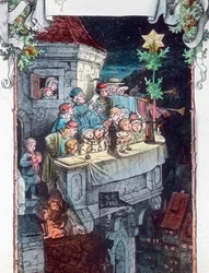 Gloria a Dios en las alturas. Ilustración del pintor y artista gráfico alemán Fritz Richter (1904 - 1981). Fecha de la imagen: hacia 1930. Archivo Carl Sinon