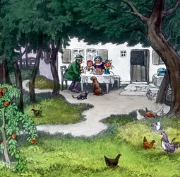 Hermanos Grimm - Cuentos de hadas - Caperucita Roja. Imagen fechada hacia 1910. Archivo Carl Simon