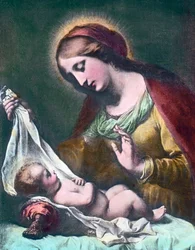 Virgen con el Niño. Pintura (sin fecha) del pintor barroco italiano Carlo Dolci (1616 - 1686). Fecha de la imagen: hacia 1900. Archivo Carl Simon