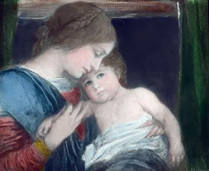 Madre con niño del pintor histórico alemán Friedrich August von Kaulbach (1850 - 1920). Pastel sobre cartón, pintado en 1900. Archivo Carl Simon