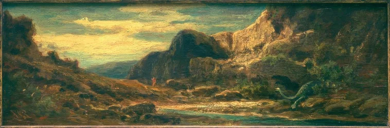 Paisaje rocoso con dragón