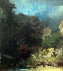 Paisaje con figura femenina