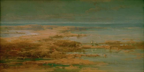 Paisaje del Nilo con cigüeñas