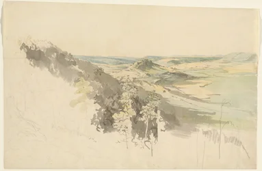 Paisaje montañoso con el castillo de Landsberg