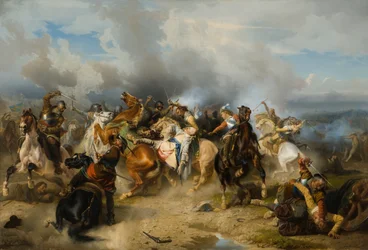 Muerte del rey Gustavo II Adolfo de Suecia en la batalla de Lützen, 1855