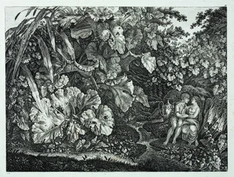 Alemán: Amantes en una gruta, rodeados de plantas y hierbas Amantes en una gruta, rodeados de plantas y hierbas