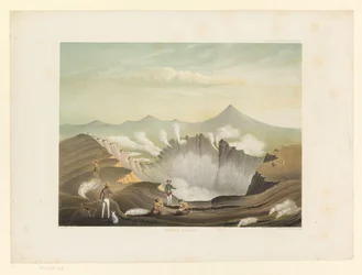 Volcán Guntur en Java Occidental
Gunong Guntur (título en el objeto)
Atlas a la obra de Java (título de la serie sobre el objeto)
Atlas de láminas que contiene once vistas pintorescas, pertenecientes a la obra Java, su forma, disposición en planta y con