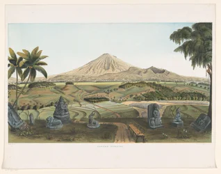 Volcán Sumbing en Java
Gunong Sumbing (título en el objeto)
Atlas a la obra de Java (título de la serie sobre el objeto)
Atlas de láminas que contienen once vistas pintorescas, pertenecientes a la obra de Java, su forma, cubierta vegetal y estructura in