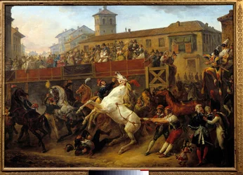 Carrera de caballos libre durante el carnaval