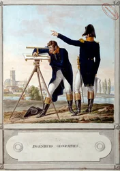 Geógrafos de la Escuela Politécnica. Período de la campaña de Egipto (1798-1801). Grabado por Antoine Dit Carle Vernet (1758-1836)