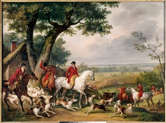 Caza en el bosque de Fontainebleau (pintura de Antoine Vernet llamado Carle)