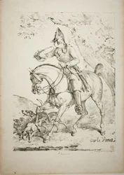 Cazador Montado Tocando un Cuerno