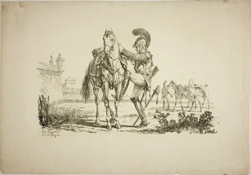 Fusilero montando un caballo