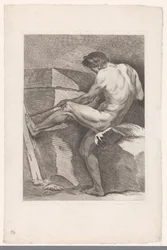 Estudio académico de un desnudo masculino tirando de una cuerda. Seis estudios académicos (título de la serie) Seis figuras académicas (título de la serie)