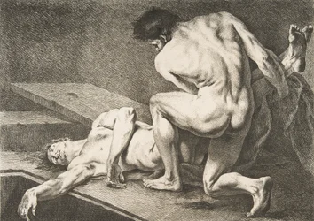 Una Académie: Un Hombre Levantando las Piernas de Otro Hombre, 1742-43