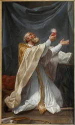 San Agustín en éxtasis con su corazón encendido. Pintura de Charles Andre Van Loo, llamado Carle Vanloo (circa 1750)
