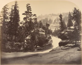Cascada, Nevada Fall a la izquierda, vista sobre Vernal Fall, 1861