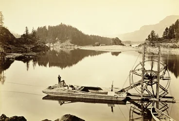 Rueda de salmón flotante, Cascadas, 1867