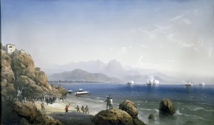 Tendido del cable submarino en La Spezia, segunda mitad del siglo XIX (pintura)