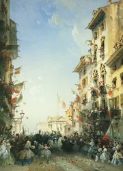 La guerra en Italia: La entrada del rey de Cerdeña en Brescia, 1859
