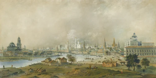 Vista del Kremlin de Moscú desde el Puente Ustinsky
