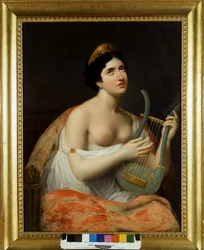 Retrato de Antonietta Fagnani Arese (1778-1847), amada del poeta italiano Ugo Foscolo (1778-1827). Pintura de Carlo Bruni siglo XIX