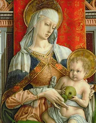 Madonna y el Niño, (detalle) del políptico de Sant